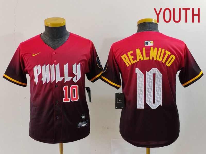 Youth Philadelphia Phillies #10 Realmuto Red City Edition 2024 Nike MLB Jersey style 2